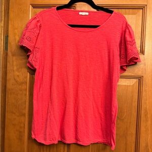 Maurice’s Eyelet Flutter Sleeve Top, Coral